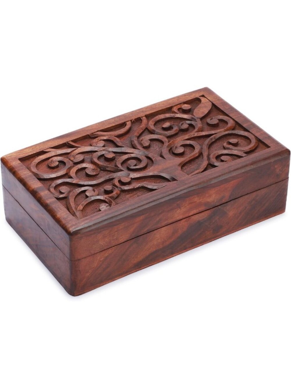 Hand Carved Wooden Jewelry Box | Vintage Keepsake Trinket Chest | Unique Storage